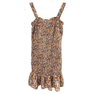 Womens Smocked‎ Dress Size XS Sundress Floral Ruffle Hem Summer Casual